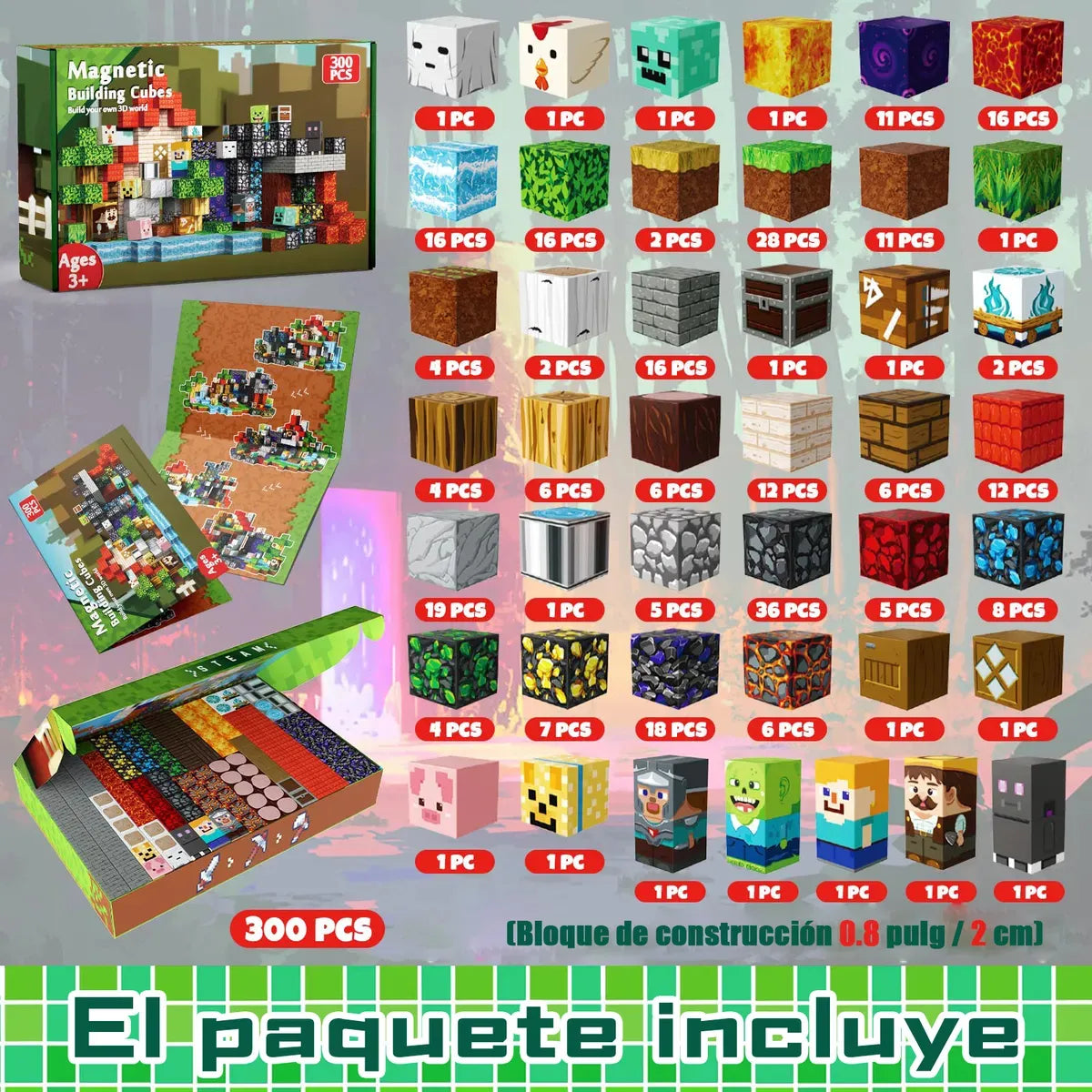 Bloques Magnéticos 3D Minecraft