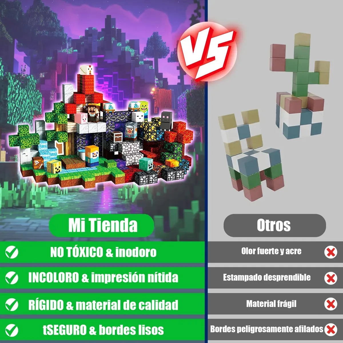 Bloques Magnéticos 3D Minecraft